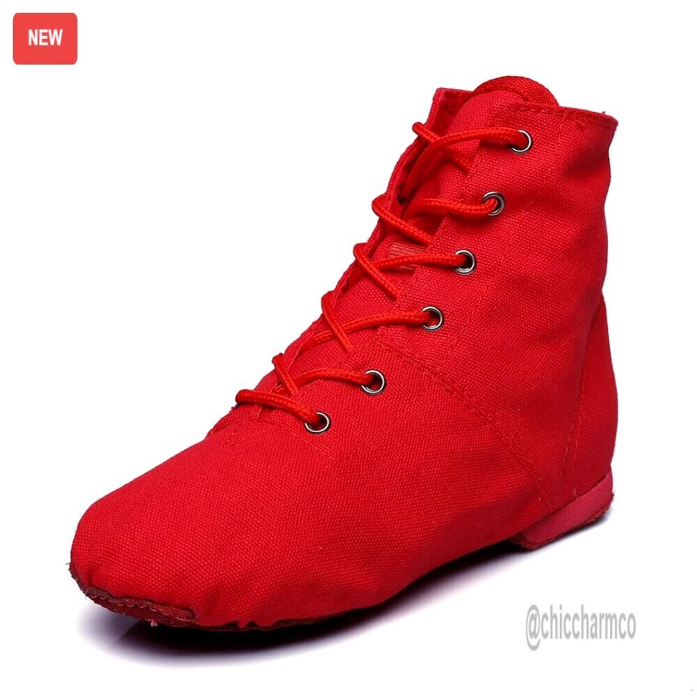 Women's Canvas Jazz Dance Boots Split Sole Anti-Slip Ankle Boots